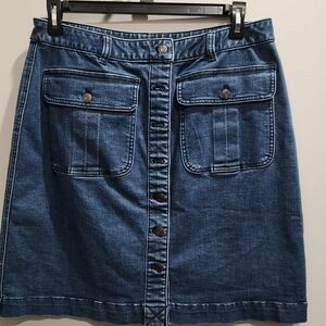 Denim Button-Front Skirt